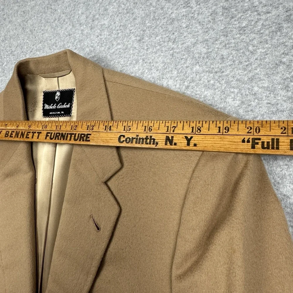VTG Michele Carchedi Sport Coat 42R Beige Camel Blazer Horn Buttons Bespoke 90's